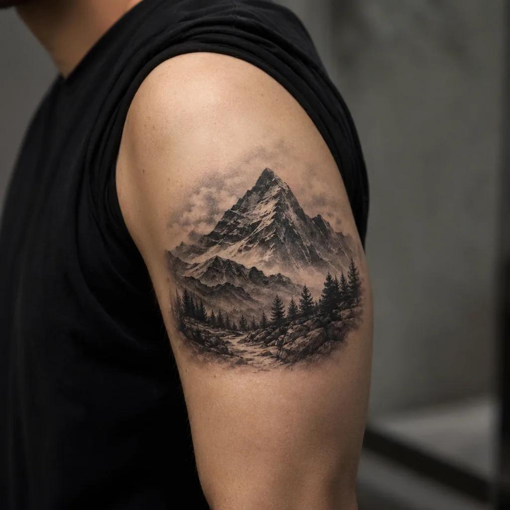idée tatouage voyage montagne réaliste
