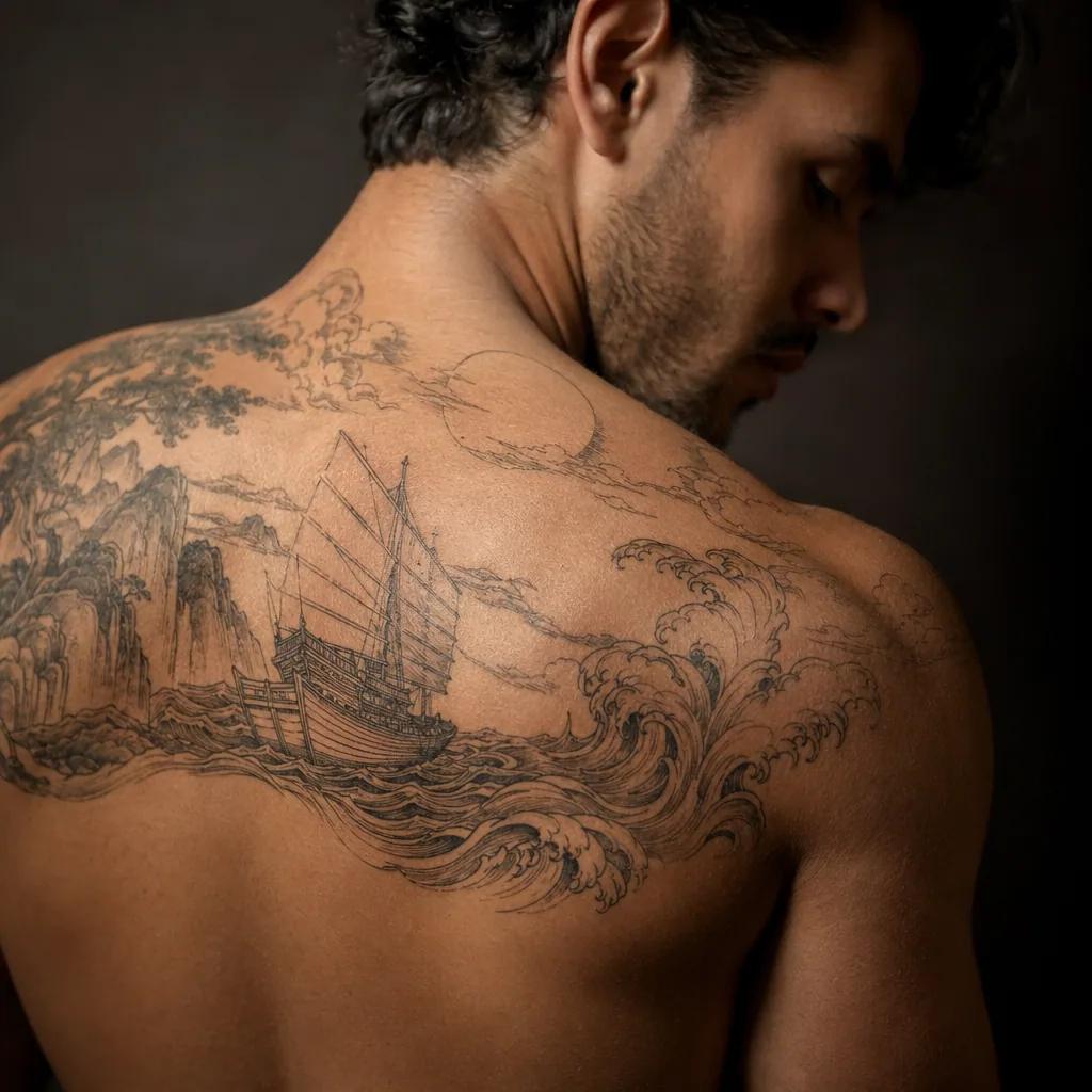 idée tatouage voyage vague japonaise