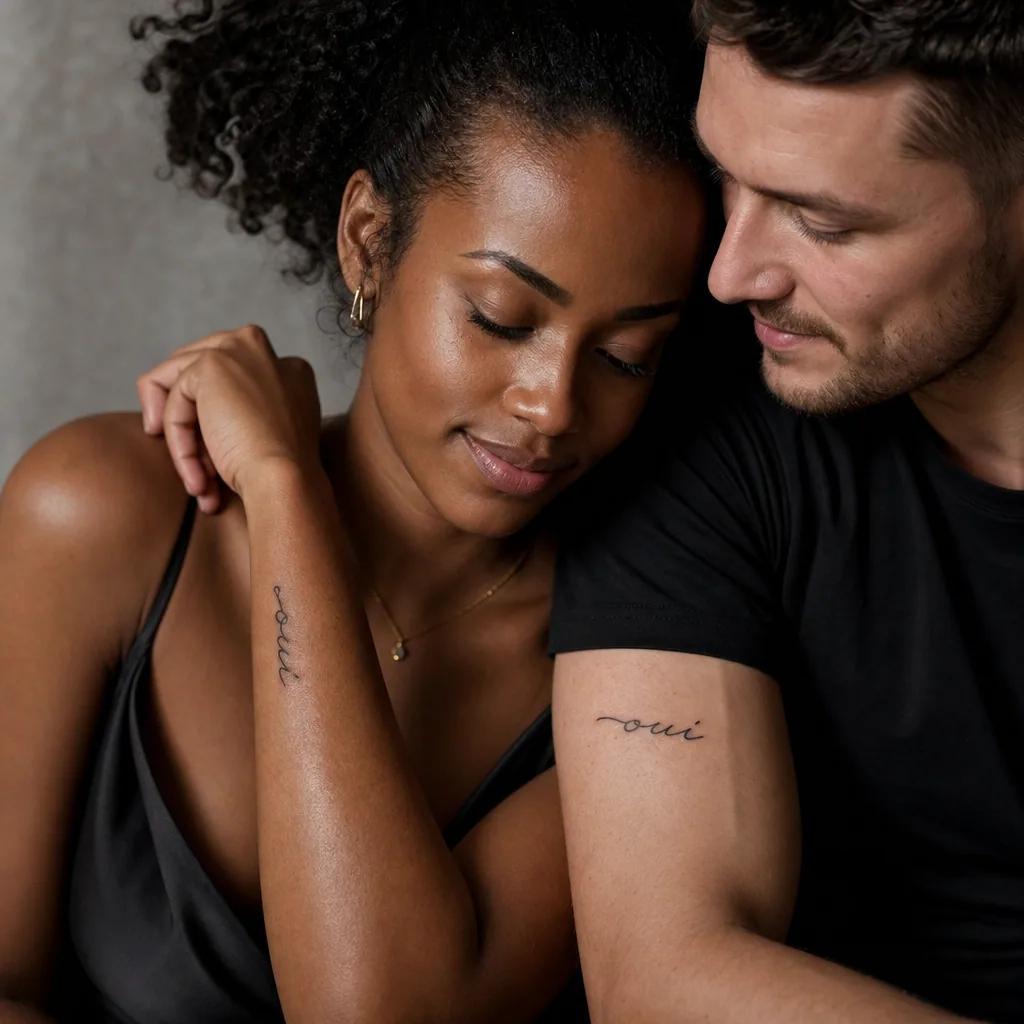 wedding-tattoo cursive "yes" lettering