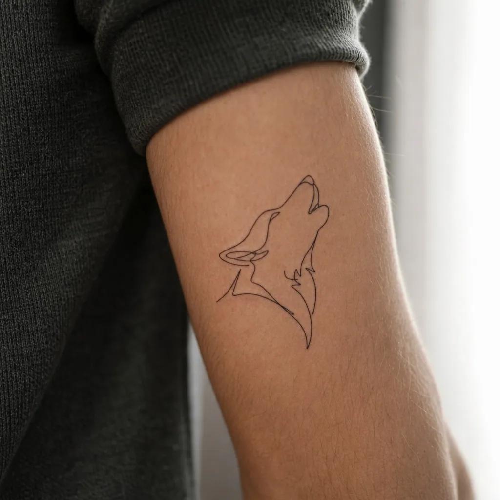 wolf-tattoo minimalist single-line wolf
