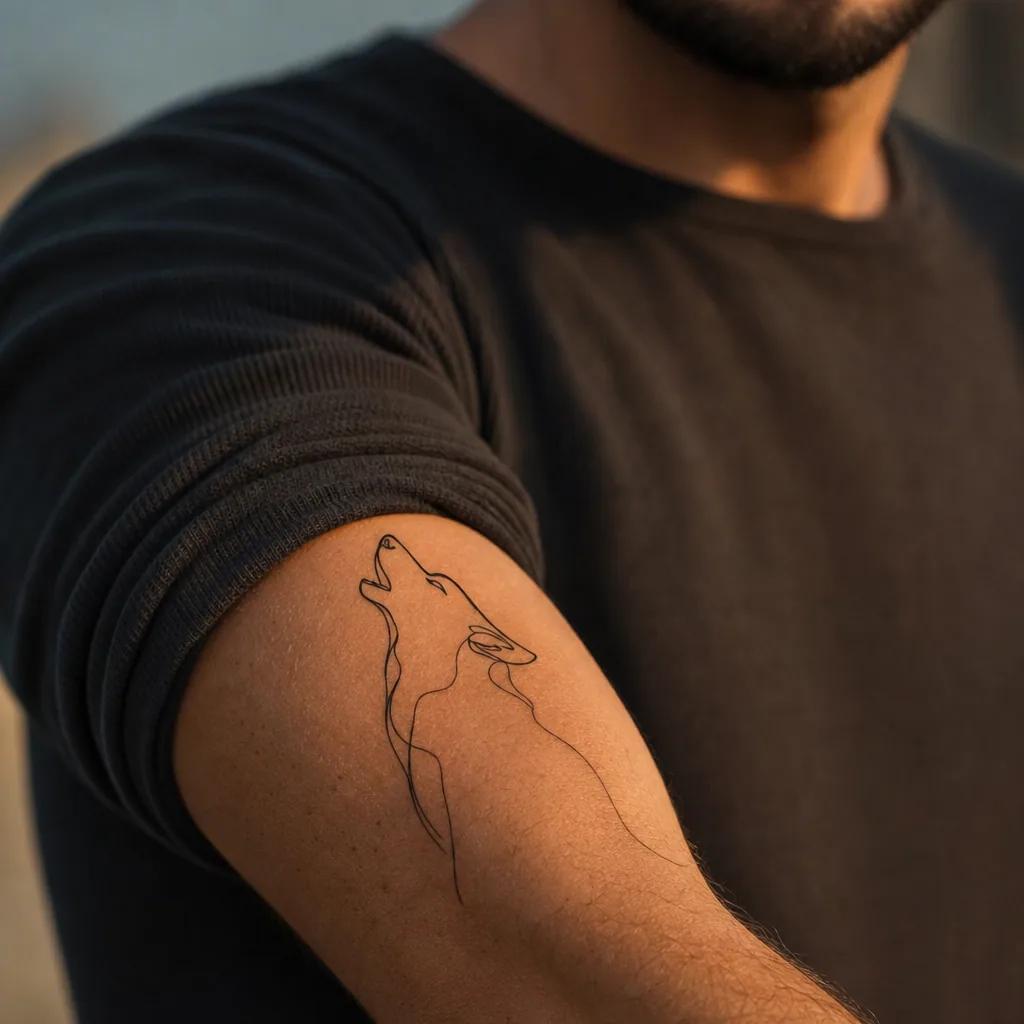 wolf-tattoo minimalist single-line wolf