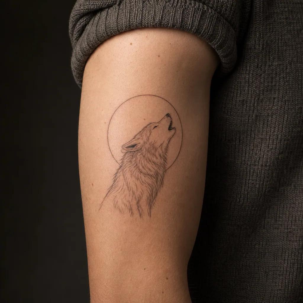 wolf-tattoo howling wolf in fine line