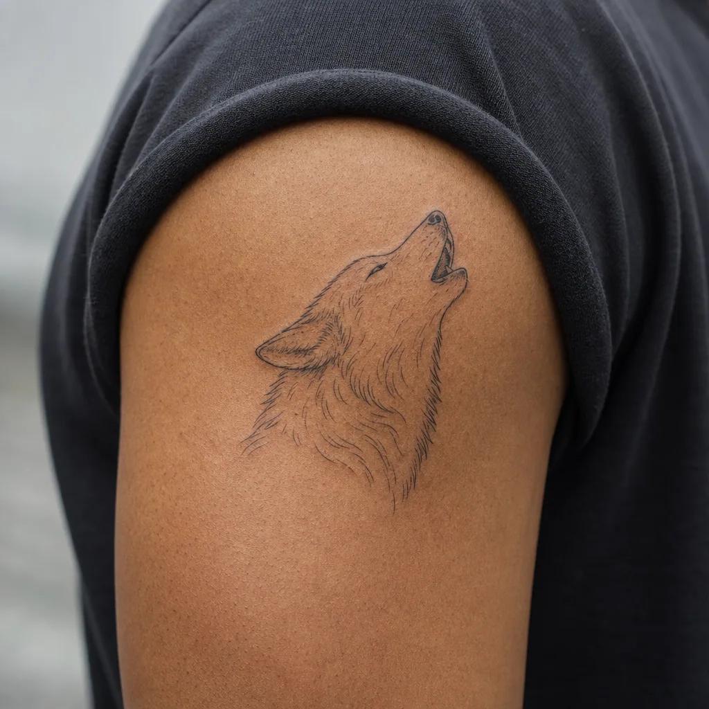 wolf-tattoo howling wolf in fine line