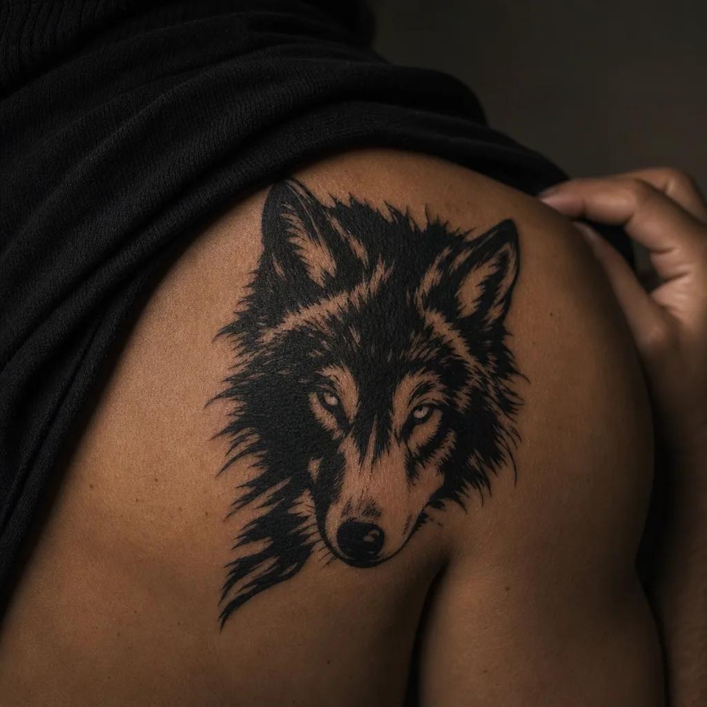 wolf-tattoo powerful blackwork wolf