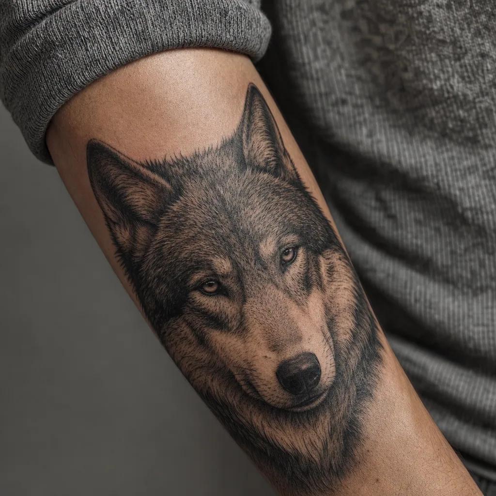 wolf-tattoo realistic wolf portrait