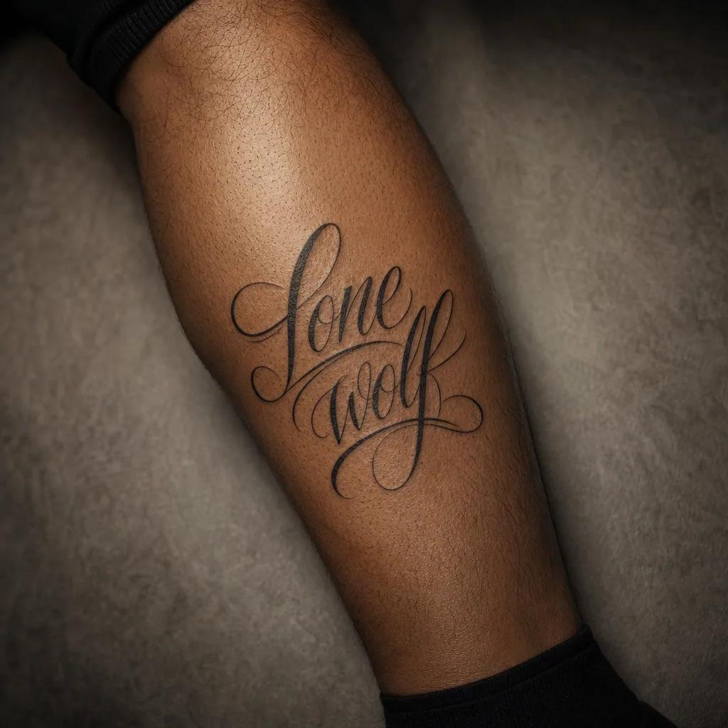 wolf-tattoo 'lone wolf' lettering