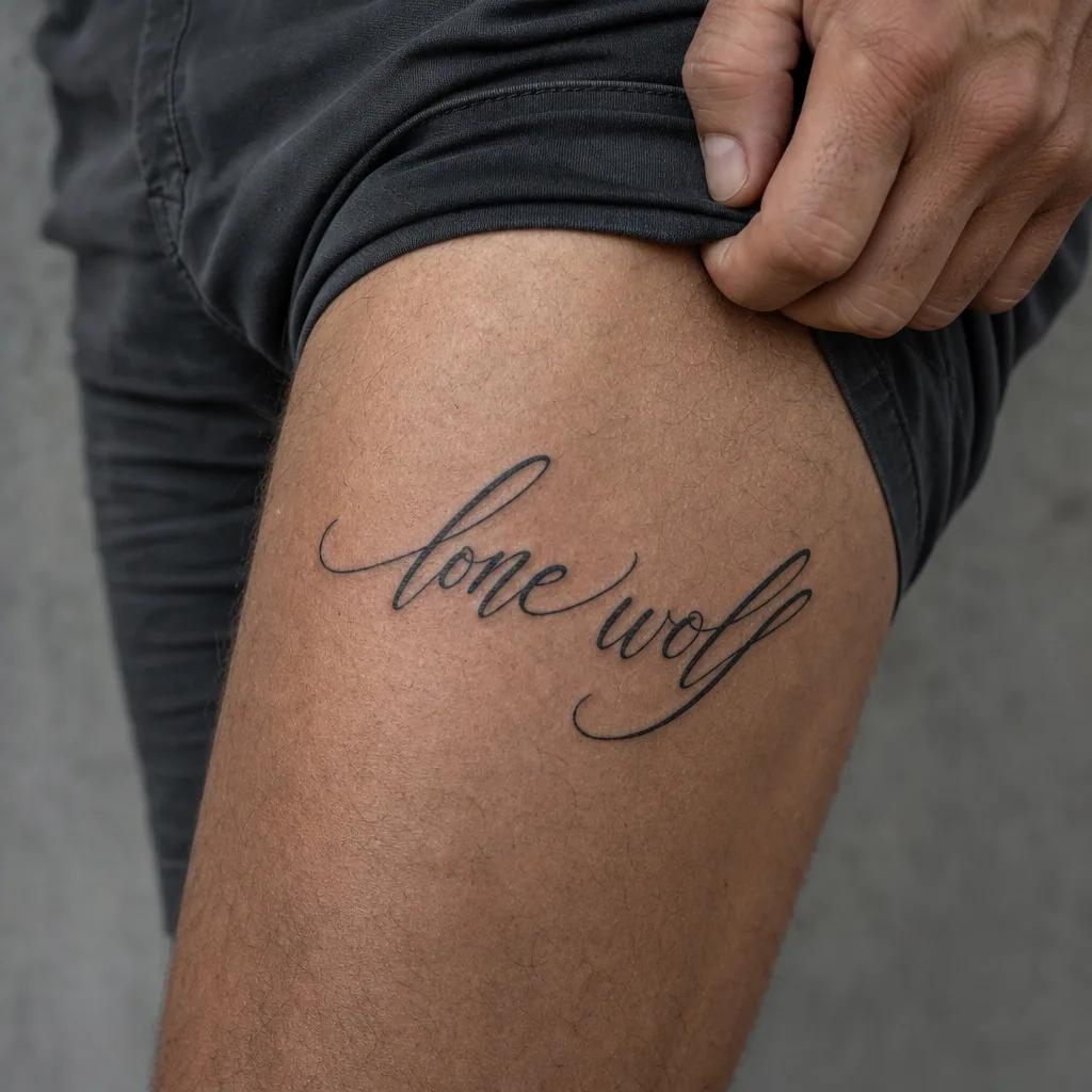 wolf-tattoo 'lone wolf' lettering