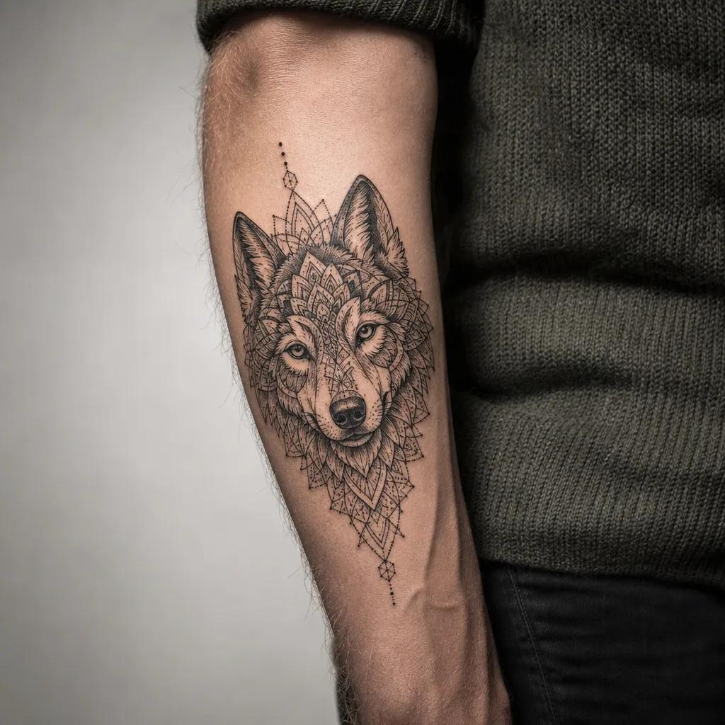 wolf-tattoo ornamental wolf mandala