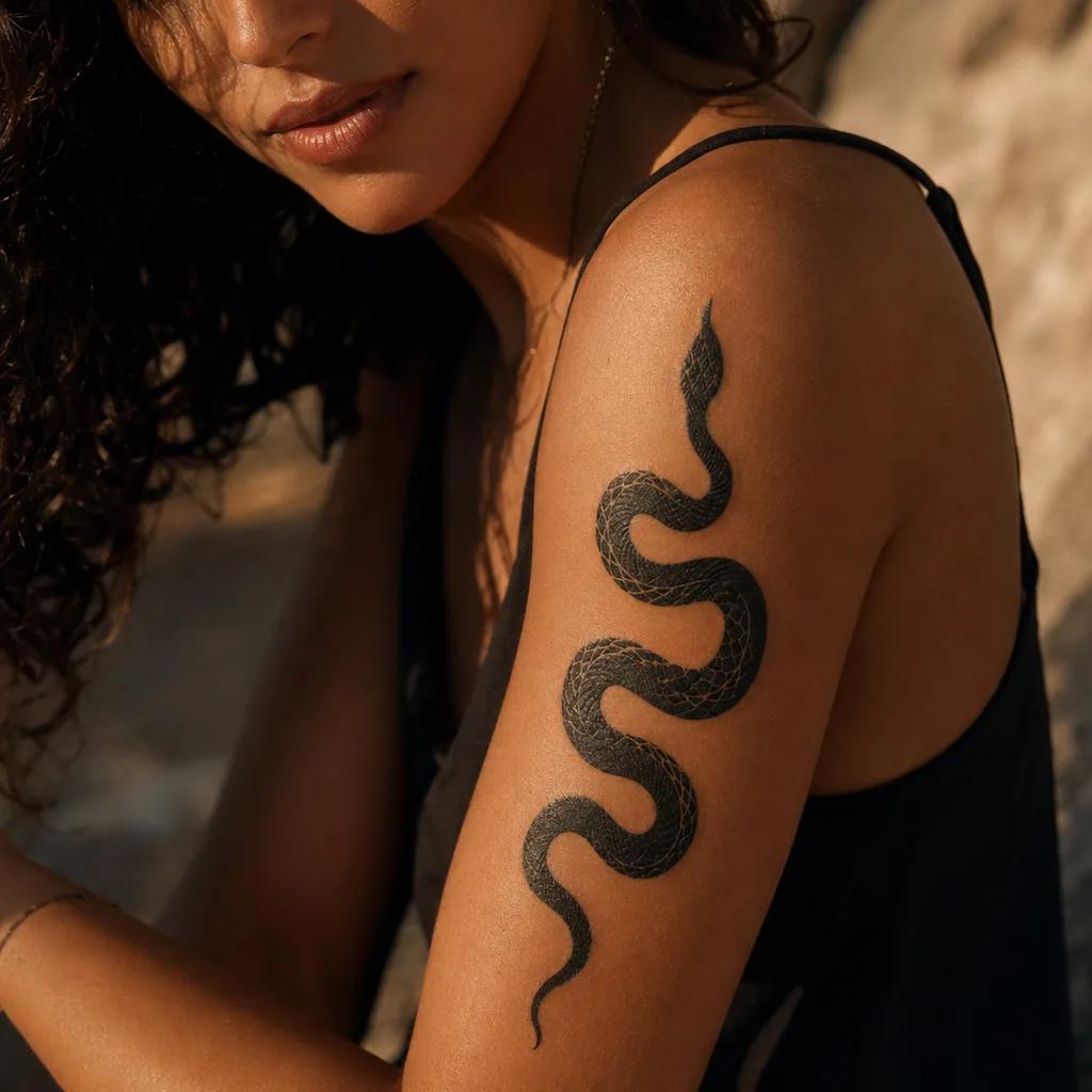 women-tattoo blackwork snake