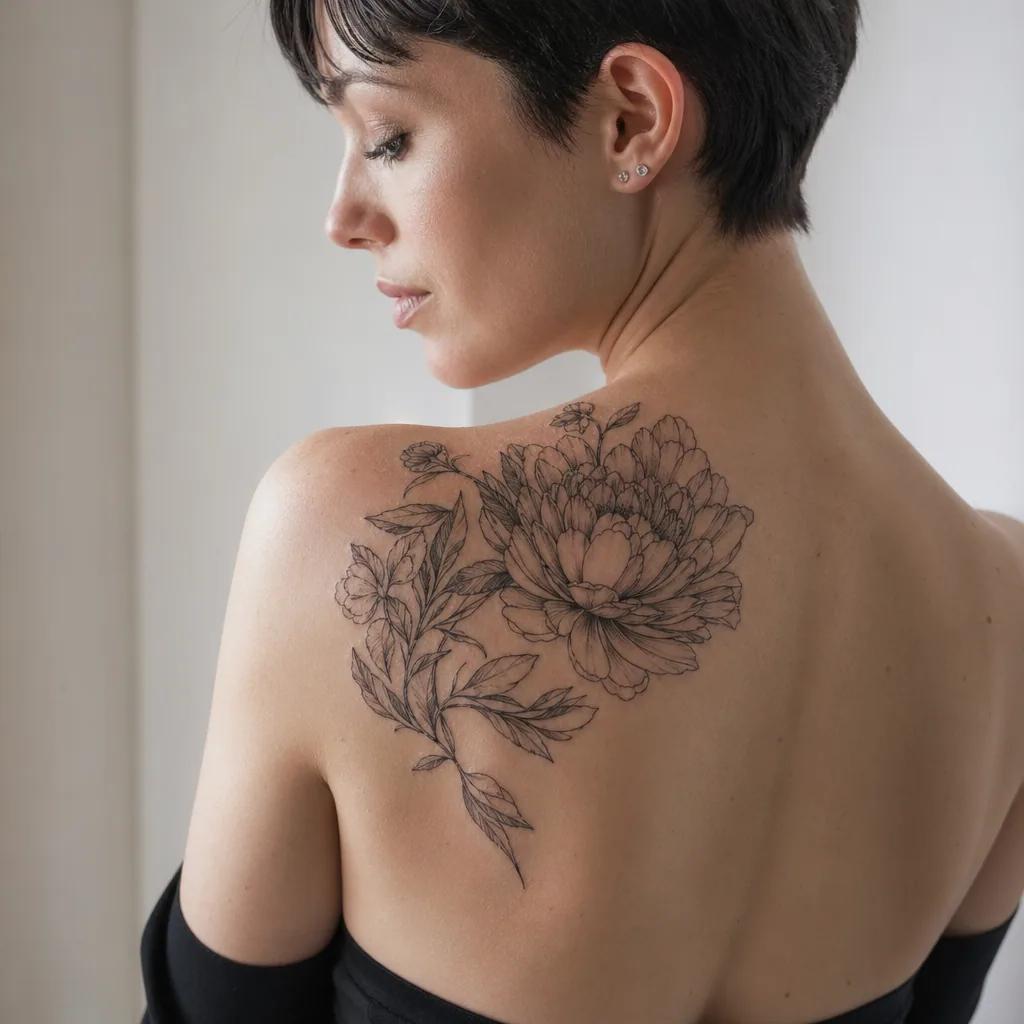 women-tattoo floral peony