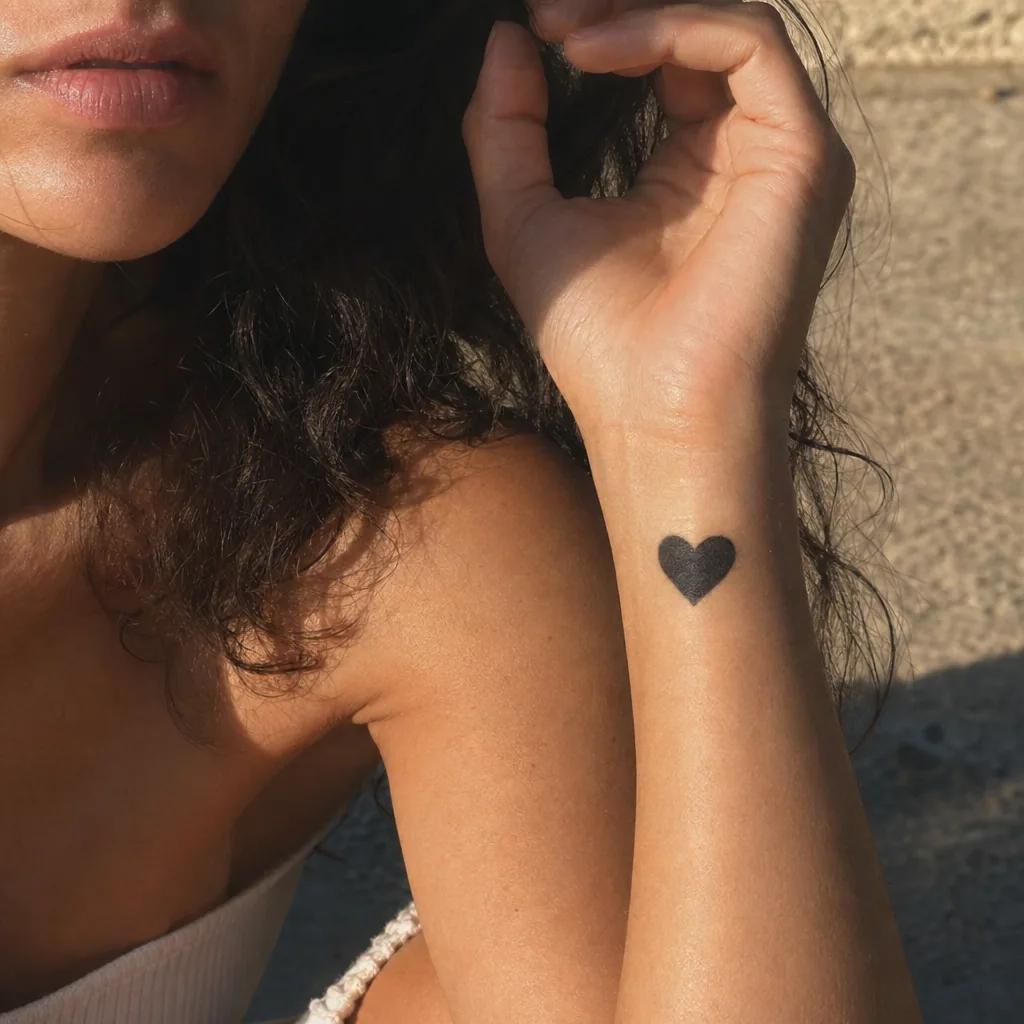 wrist-tattoo blackwork heart