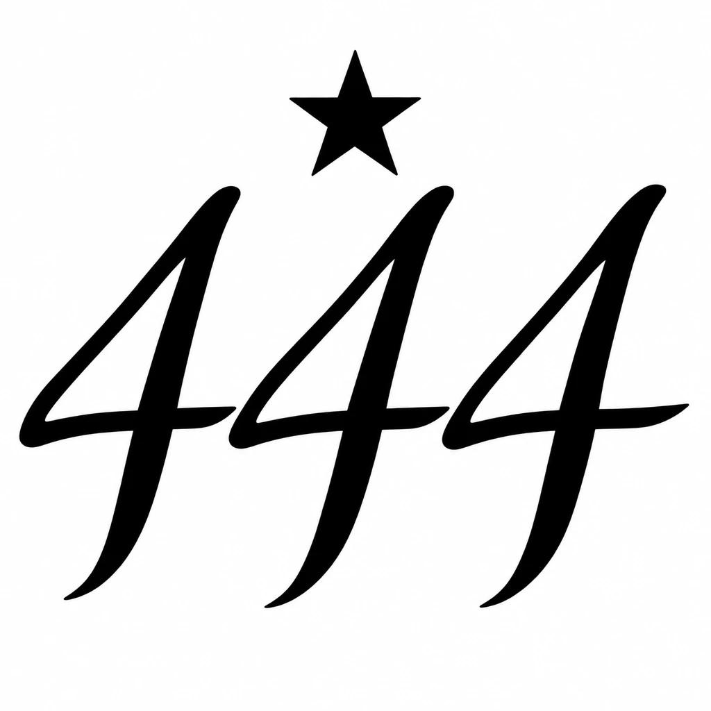 444 tattoo design in cursive script topped by a small five-pointed star