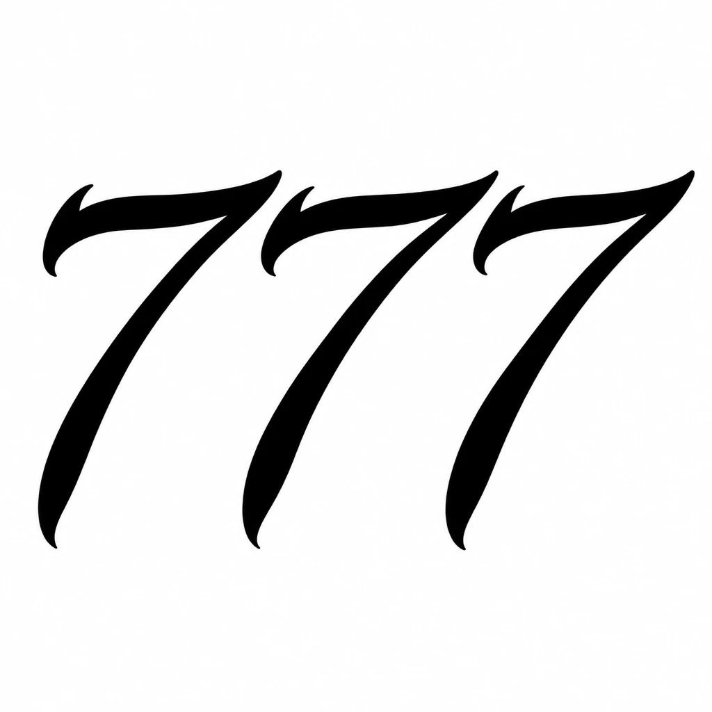 777 tattoo design in flowing handwritten cursive script