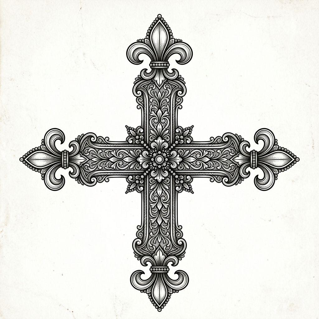 cross tattoo ornamental gothic cross, design on white background