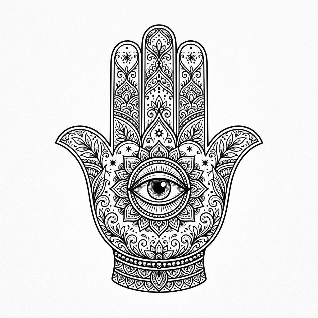 eye tattoo eye in a hand, design on white background
