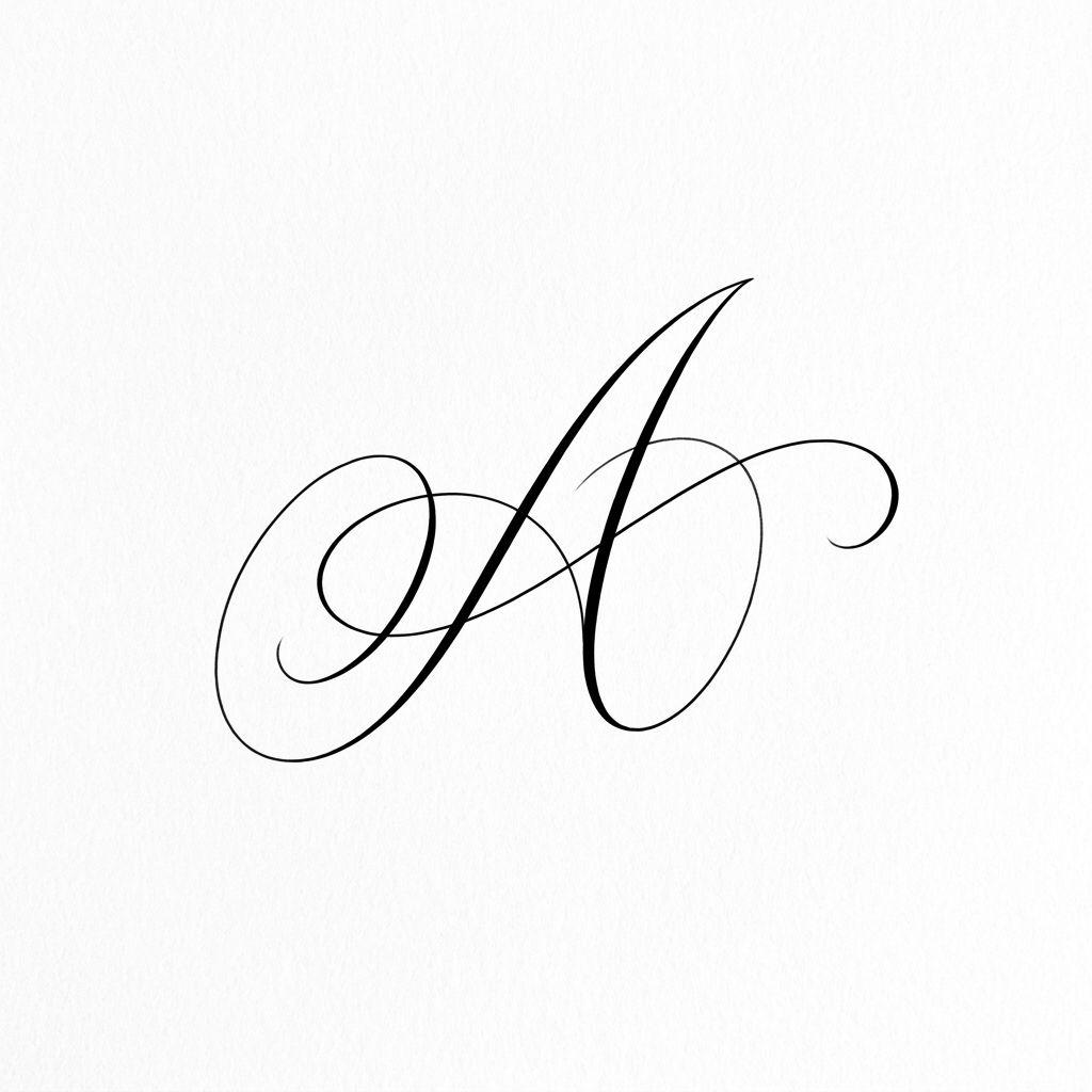 nape (women) tattoo calligraphed initial, design on white background
