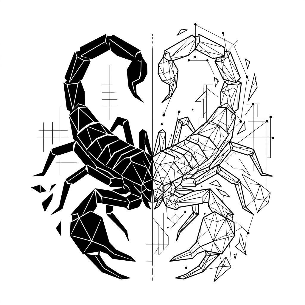 scorpion tattoo geometric blackwork scorpion, design on white background