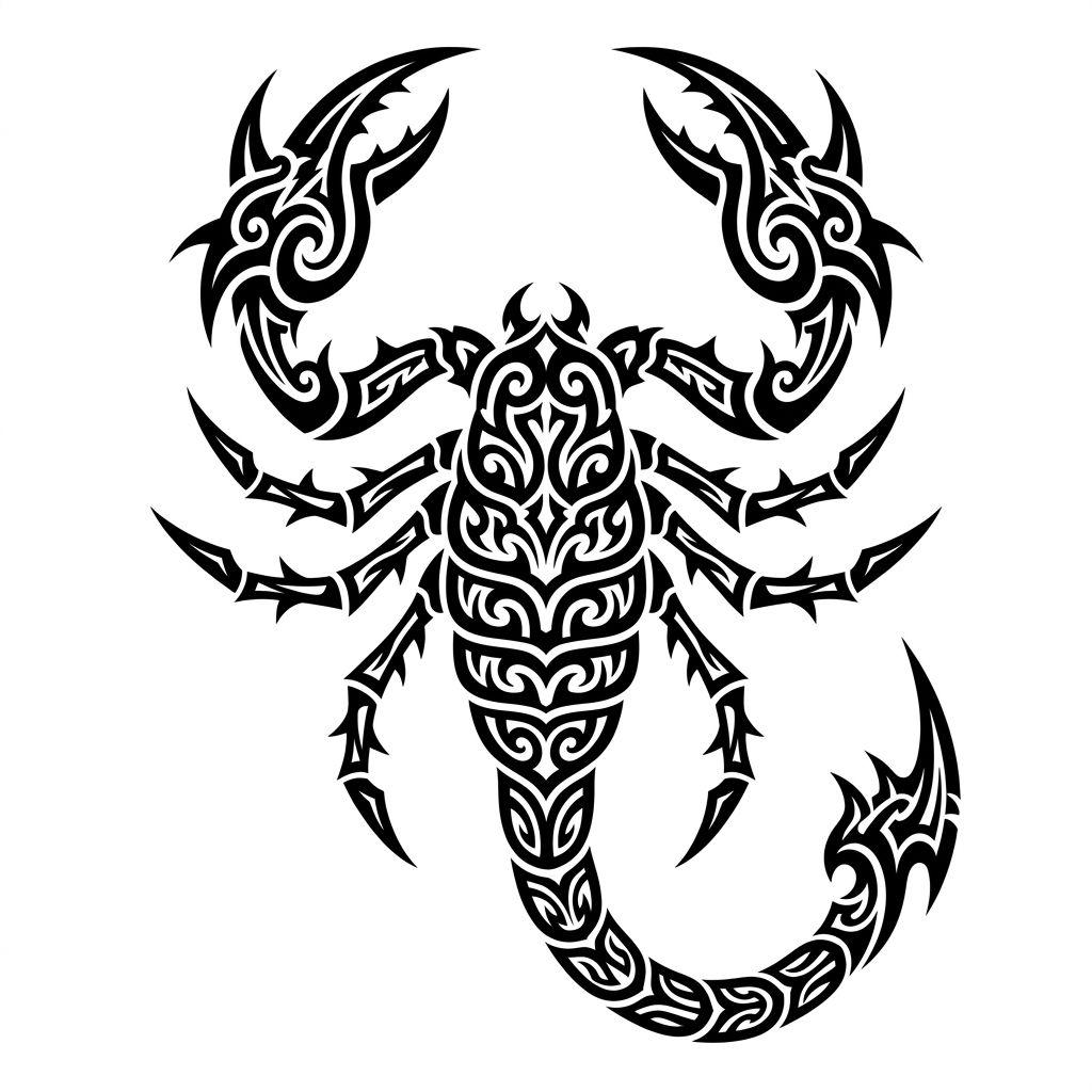 scorpion tattoo tribal scorpion, design on white background