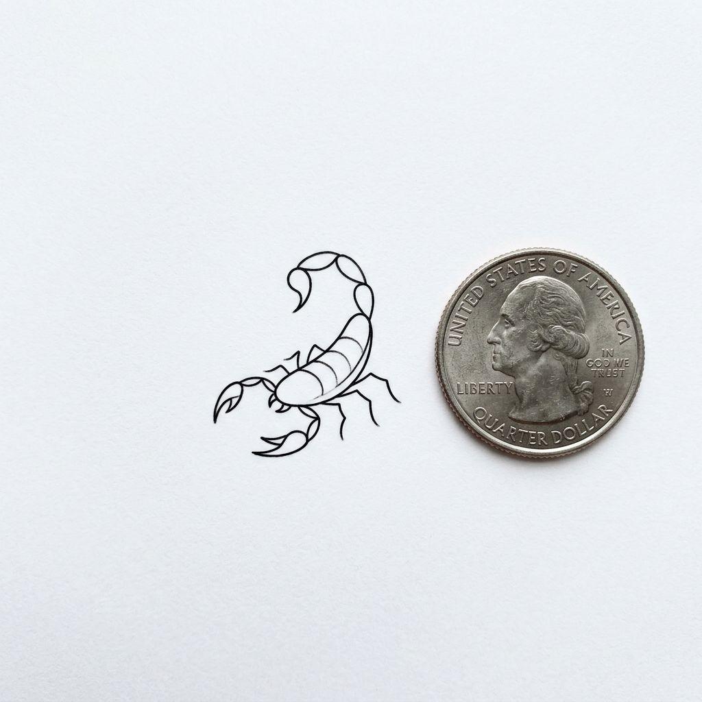 scorpion tattoo discreet micro scorpion, design on white background