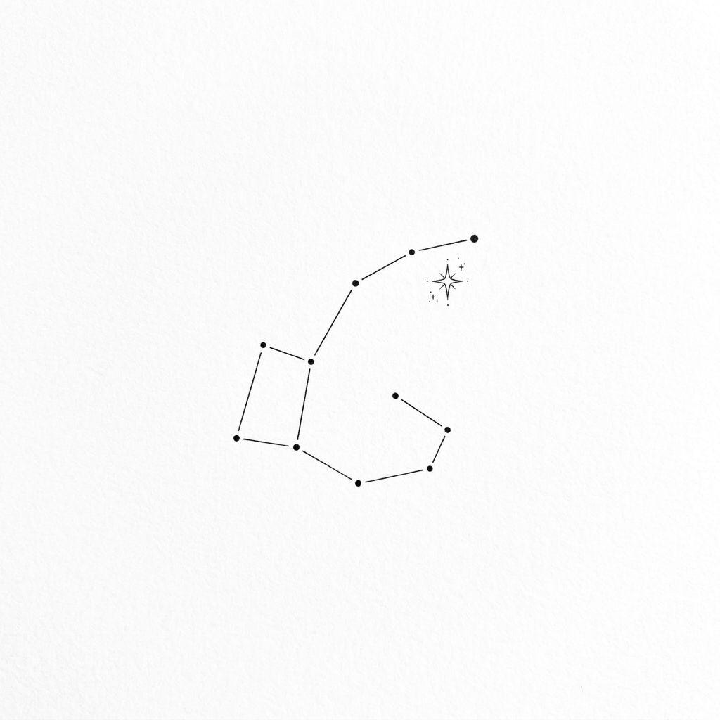 shoulder (women) tattoo minimalist constellation, design on white background