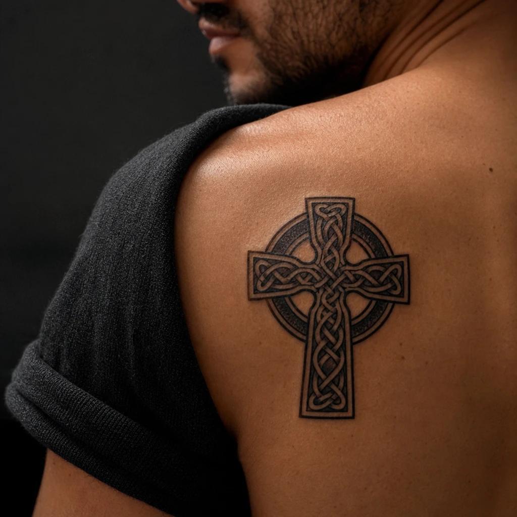cross tattoo idea, photo on skin