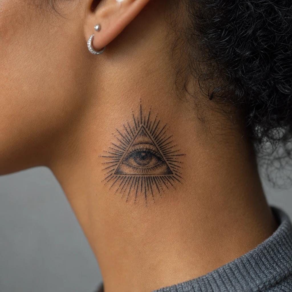 eye tattoo eye of providence, realistic photo on skin