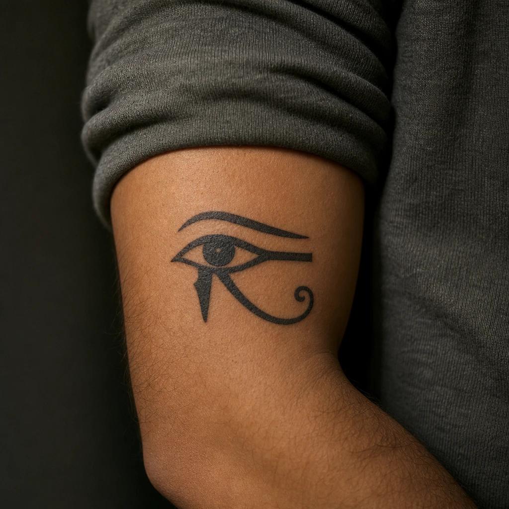 eye tattoo egyptian eye of horus, realistic photo on skin