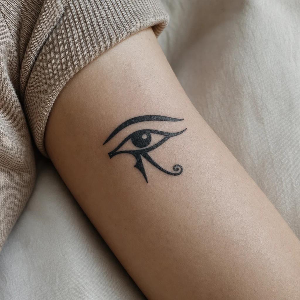 eye tattoo egyptian eye of horus, realistic photo on skin