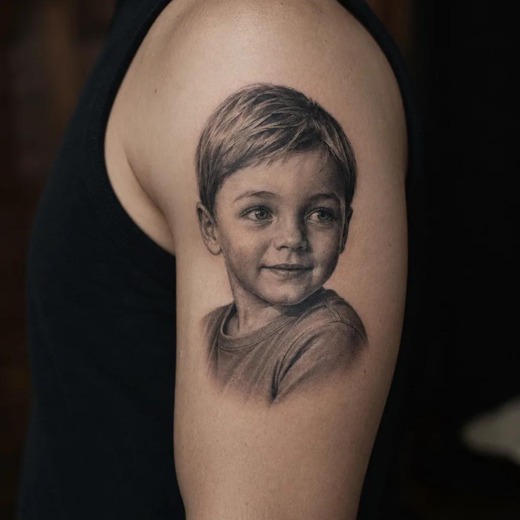 idée tatouage famille homme portrait enfant réaliste