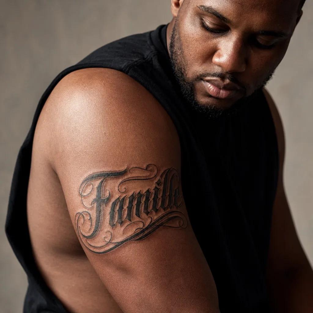 family men tattoo idea, photo on skin