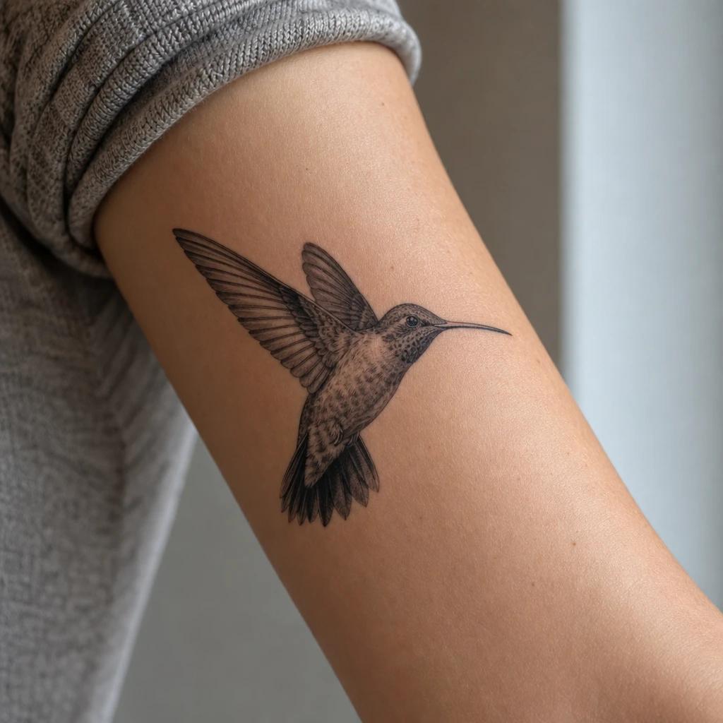 hummingbird tattoo realistic color hummingbird, realistic photo on skin