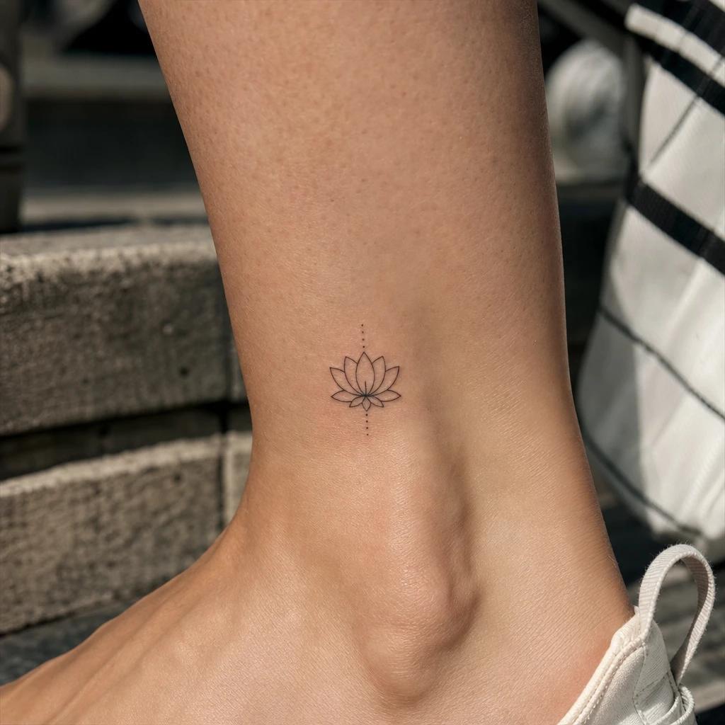 lotus flower tattoo delicate wrist lotus, realistic photo on skin