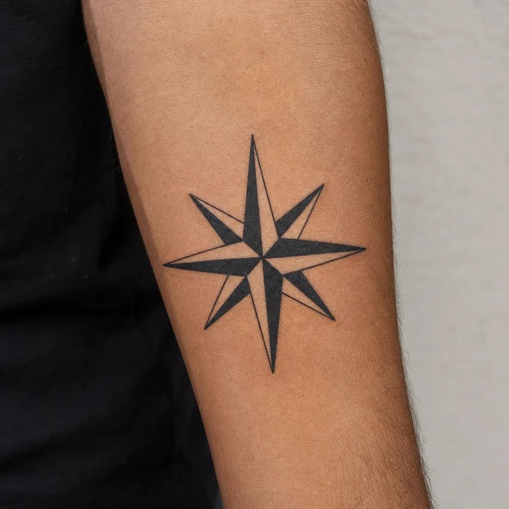 star tattoo north star (nautical), realistic photo on skin