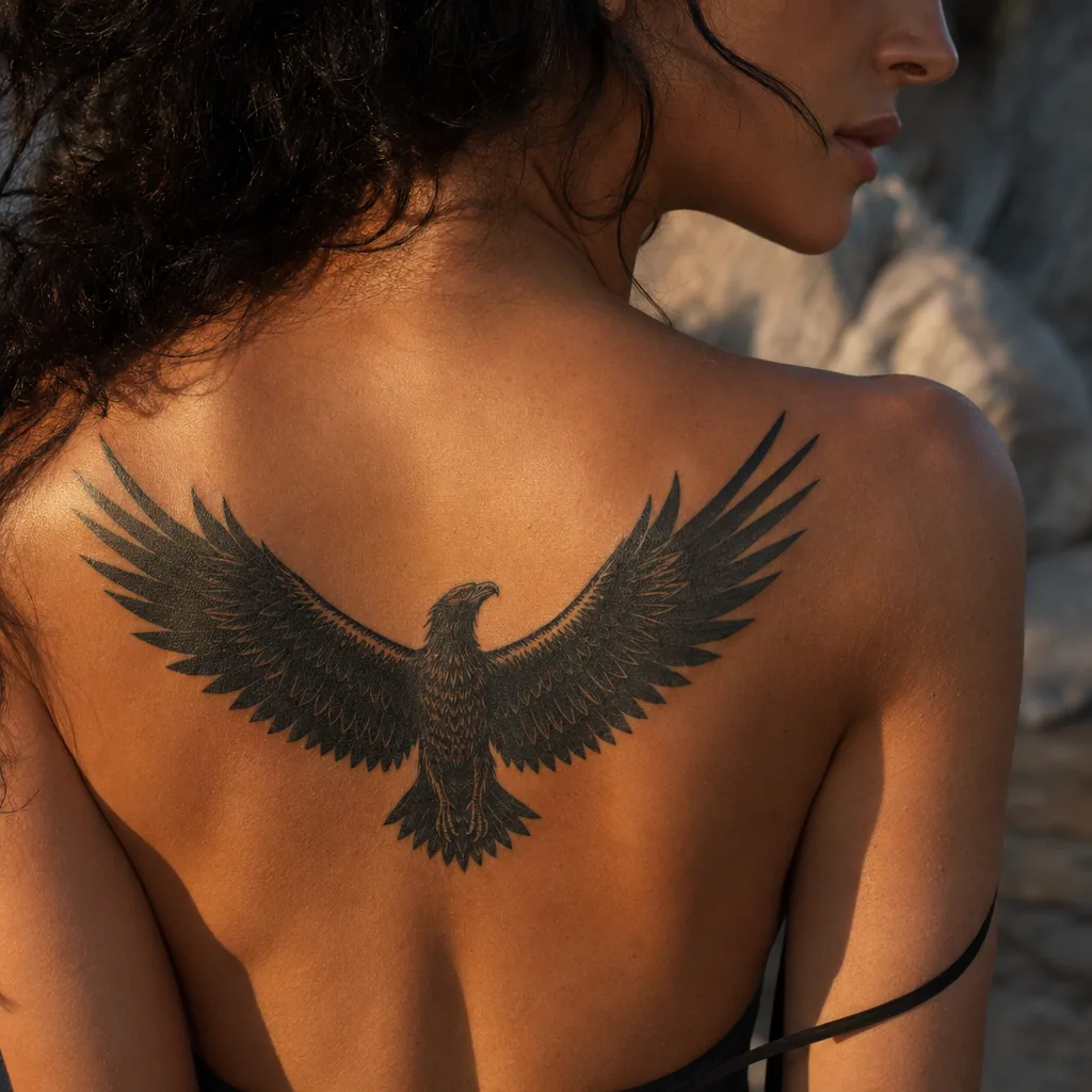 Aigle blackwork ailes deployees