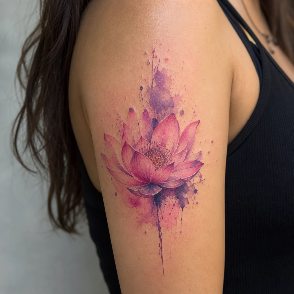 Fleur de Lotus tattoo on real skin