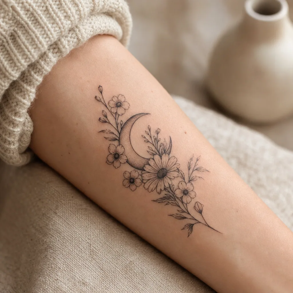 Lune fleurie florale
