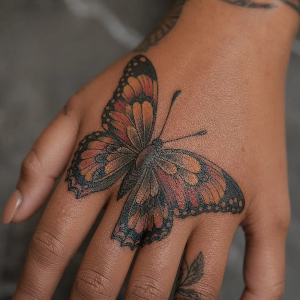 Main neo-traditionnelle papillon