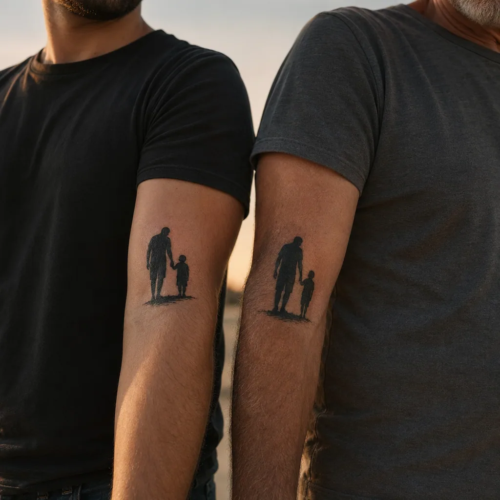 Pere fils blackwork silhouette